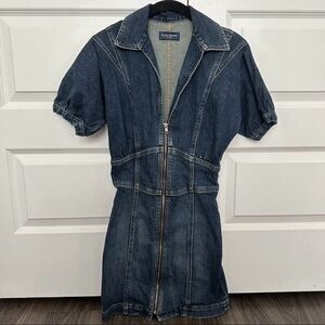 Ramy Brook Lily Denim Mini Dress Size 25 - Zip Front Short Sleeve Fitted Dress